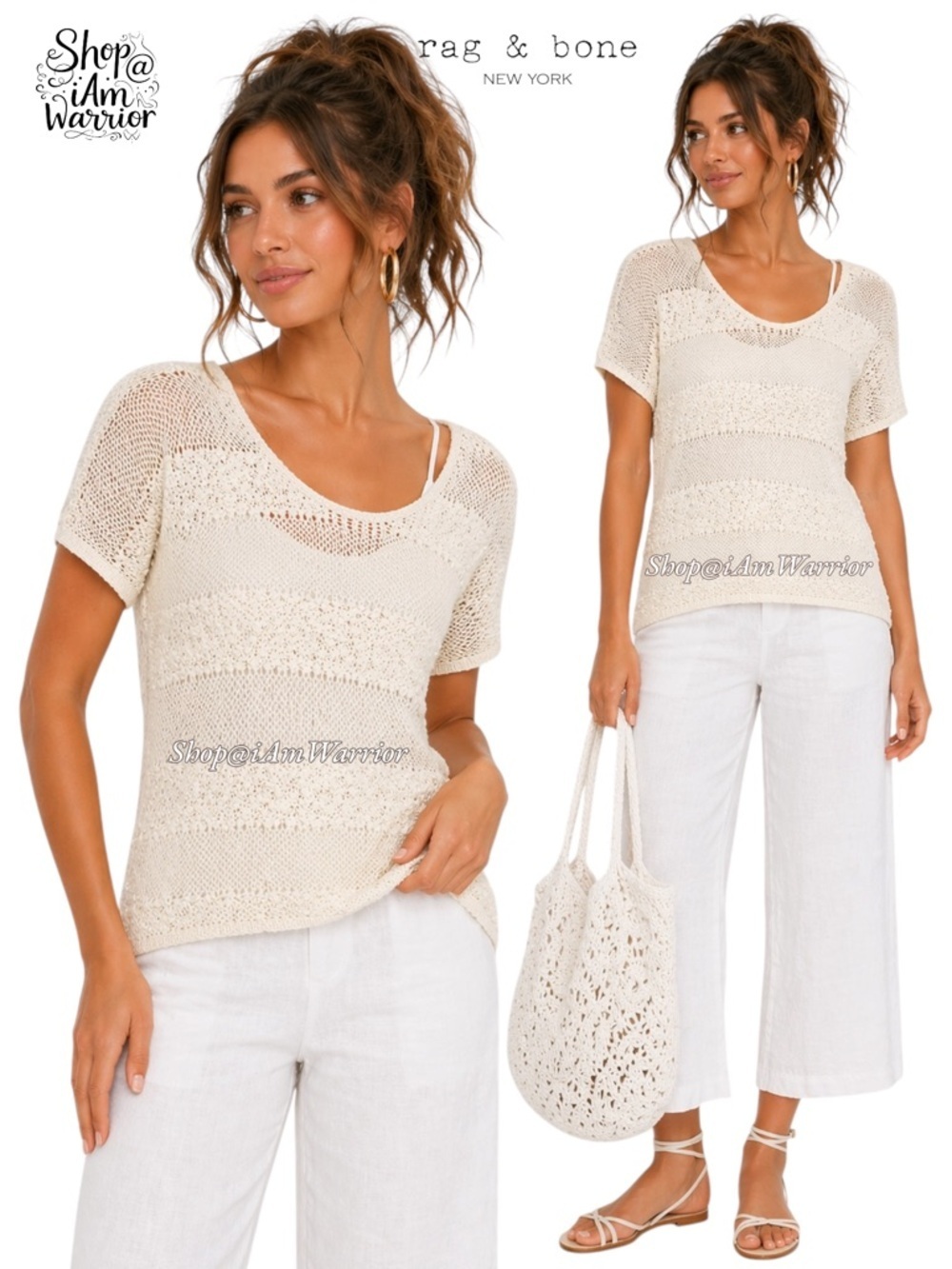 Rag & Bone textured stripe slouchy cotton-blend sweater *shop@iamwarrior